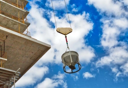 Подъем и доставка цементно-песчаного раствора ЦПС бадьей